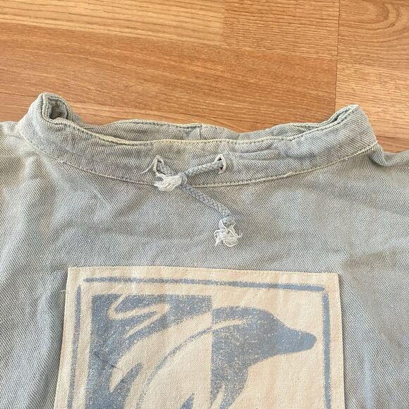 Vintage 80s 90s by Taylor USA Cotton Denim Pullover Dolphin Art L/XL surfer - Picture 10 of 13